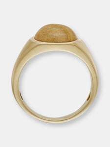 Wood Jasper Iconic Stone Signet Ring in 14K Yellow Gold Plated Sterling Silver