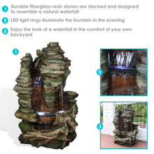 Load image into Gallery viewer, Sunnydaze Large Flat Rock Summit Waterfall Fountain with LED Lights - 61 in