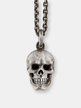 Load image into Gallery viewer, Skull Pendant with Hinged Jaw and Diamond Eyes in Sterling Silver