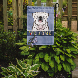 11 x 15 1/2 in. Polyester White English Bulldog  Welcome Garden Flag 2-Sided 2-Ply