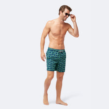 Load image into Gallery viewer, Mens Navy + Green Turtles Swim Trunks