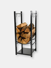 Load image into Gallery viewer, 32&quot; Firewood Rack Log Storage Tool Holders Storage Black Steel Accessory