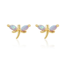 Load image into Gallery viewer, Violet Dragonfly Opal Stud Earrings