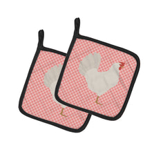 Load image into Gallery viewer, Leghorn Chicken Pink Check Pair of Pot Holders