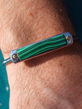 Load image into Gallery viewer, Malachite Big ID Cuff Bracelet in Sterling Silver