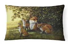 Load image into Gallery viewer, 12 in x 16 in  Outdoor Throw Pillow Foxes Resitng under the Tree Canvas Fabric Decorative Pillow