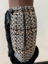Load image into Gallery viewer, Tweed And Fur Trim Skirt