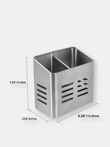 Dual Compartment Stainless Steel Cutlery Holder