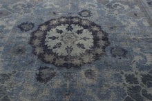 Load image into Gallery viewer, Rug &amp; Kilim’s Distressed Transitional Style rug in Blue, Gray Medallion Pattern &quot; 10&#39;x14&#39; &quot;