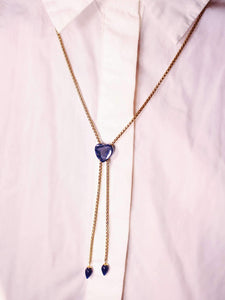 Luv Me Sodalite Adjustable Heart Necklace In 14K Yellow Gold Plated Sterling Silver