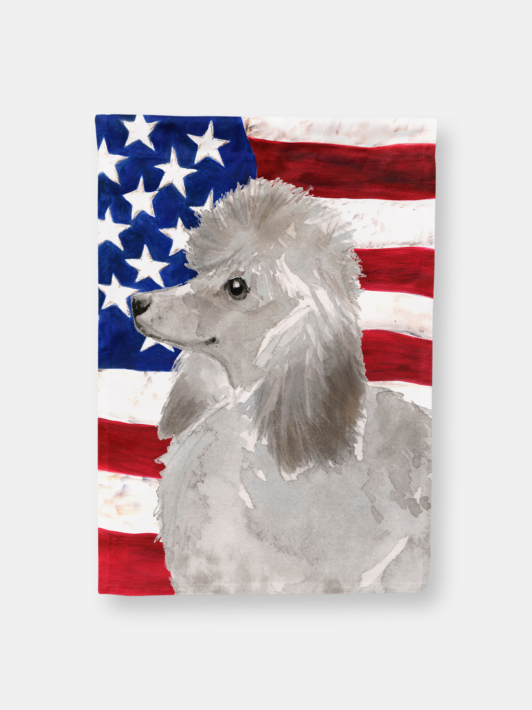 28 x 40 in. Polyester Grey Standard Poodle Patriotic Flag Canvas House Size 2-Sided Heavyweight