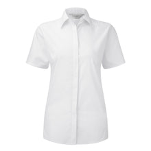 Load image into Gallery viewer, Russell Lady Short Sleeve Stretch Moisture Management Work Shirt (White)