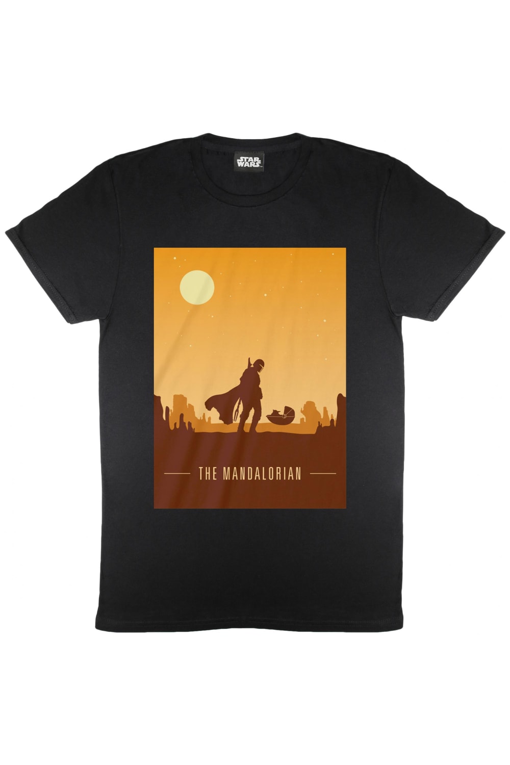 Star Wars: The Mandalorian Mens Retro Style Poster T-Shirt (Black)