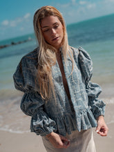Load image into Gallery viewer, Denim Statement Jacket with Puff Sleeves