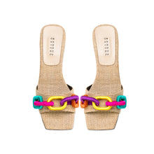 Load image into Gallery viewer, Catena Natural &amp; Rainbow Mid-Heel Sandal