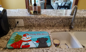 14 in x 21 in Snowman with Black Labrador Dish Drying Mat
