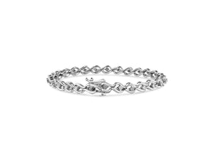 .925 Sterling Silver 1/10 Cttw Round-Cut Diamond Link Bracelet