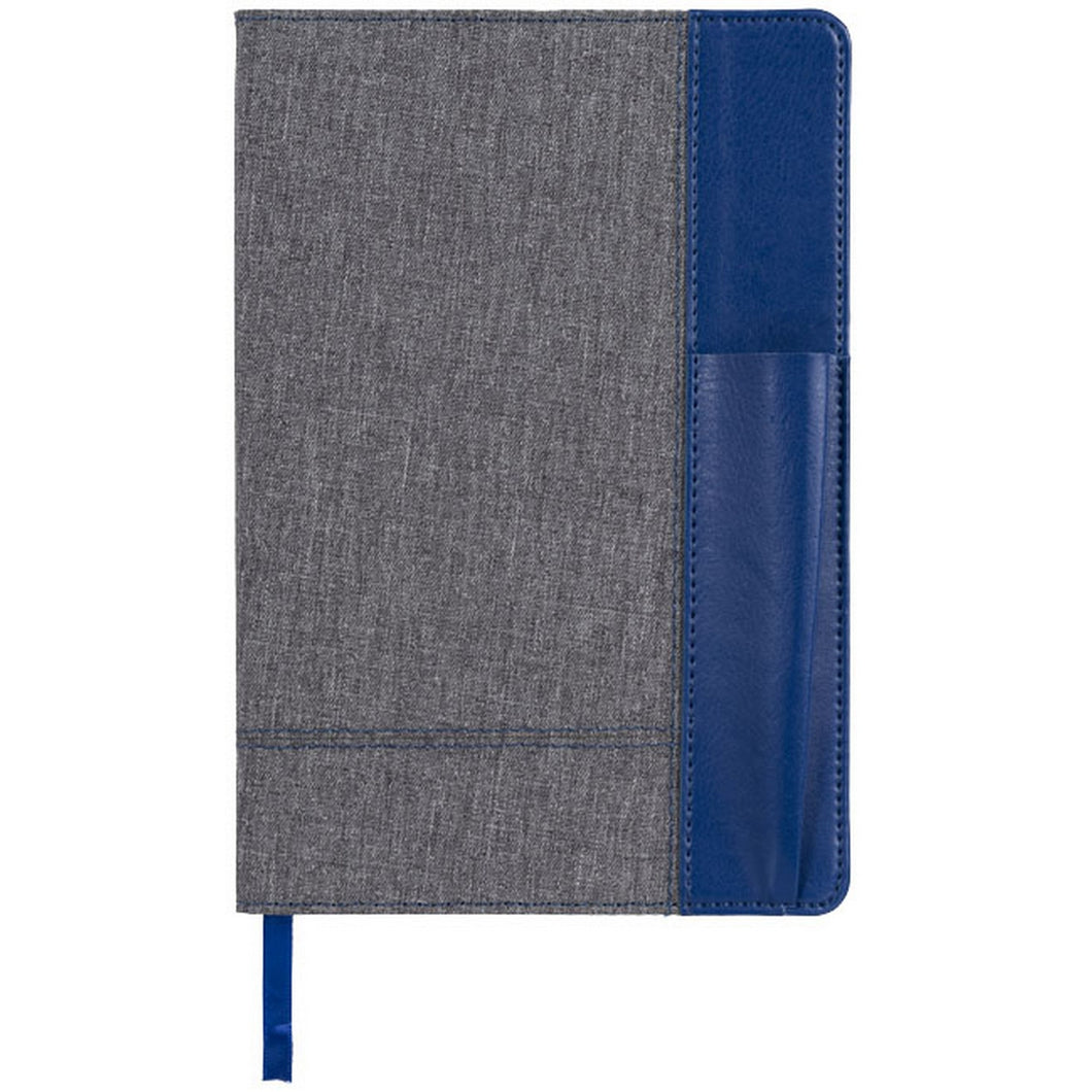 Bullet Heathered A5 Notebook With Leather Look Side (Blue) (One Size)