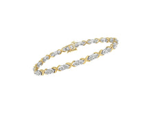 Load image into Gallery viewer, 2 Micron 14KT Yellow Gold Plated Sterling Silver Diamond X Link Bracelet