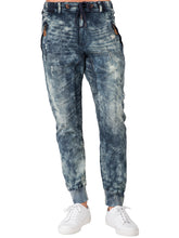 Load image into Gallery viewer, Men&#39;s Premium Knit Denim Jogger jeans Indigo Drop Crotch Cloud Vintage Wash