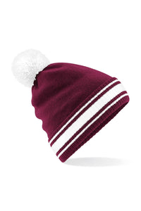 Mens Stadium Beanie - Burgundy/White