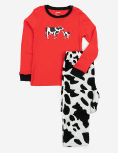 Cotton & Fleece Cow Print Pajamas