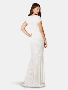 Lara 51082- Short Sleeve Beaded Bridal Gown