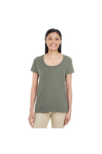 Gildan Womens/Ladies Short Sleeve Deep Scoop Neck T-Shirt (Graphite Heather)