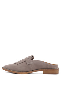 Lena Taupe Suede Walking Loafer Mules