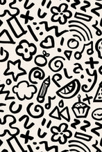 Load image into Gallery viewer, Eco-Friendly Children&#39;s Doodle Motif Wallpaper