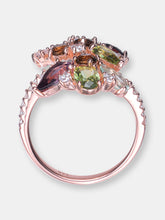Load image into Gallery viewer, Sterling Silver Rose Gold Plated Multi Colored Cubic Zirconia Bypass Ring