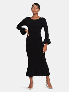 Marjorie Bamboo Ruffle Dress In Black