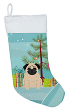 Load image into Gallery viewer, Merry Christmas Tree Pug Fawn Christmas Stocking
