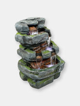 Load image into Gallery viewer, Tiered Stone Waterfall Outdoor Water Fountain Feature with Led - 23&quot;