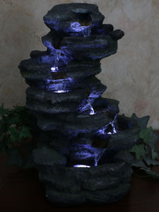 Indoor Tabletop Water Fountain 18" Rock Waterfall with Led Lights Relaxation
