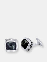 Load image into Gallery viewer, Seraphinite Stone Cufflinks in Black Rhodium Plated Sterling Silver