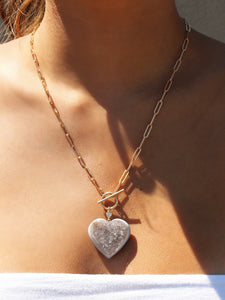 Gold Filled - Druzy Quartz Heart Necklace