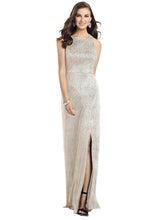 Load image into Gallery viewer, Sleeveless Scoop Neck Metallic Trumpet Gown