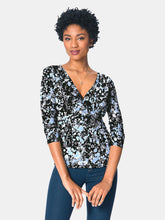 Load image into Gallery viewer, Rouched Wrap Top  in Modern Blue