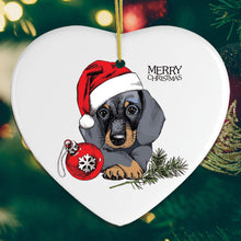 Load image into Gallery viewer, Dachshund Christmas Ornament, Cute Dog With Santa Hat