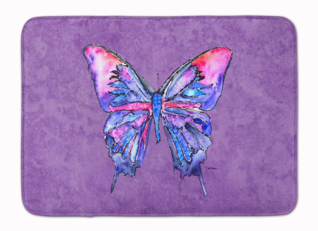 19 in x 27 in Butterfly on Purple Machine Washable Memory Foam Mat