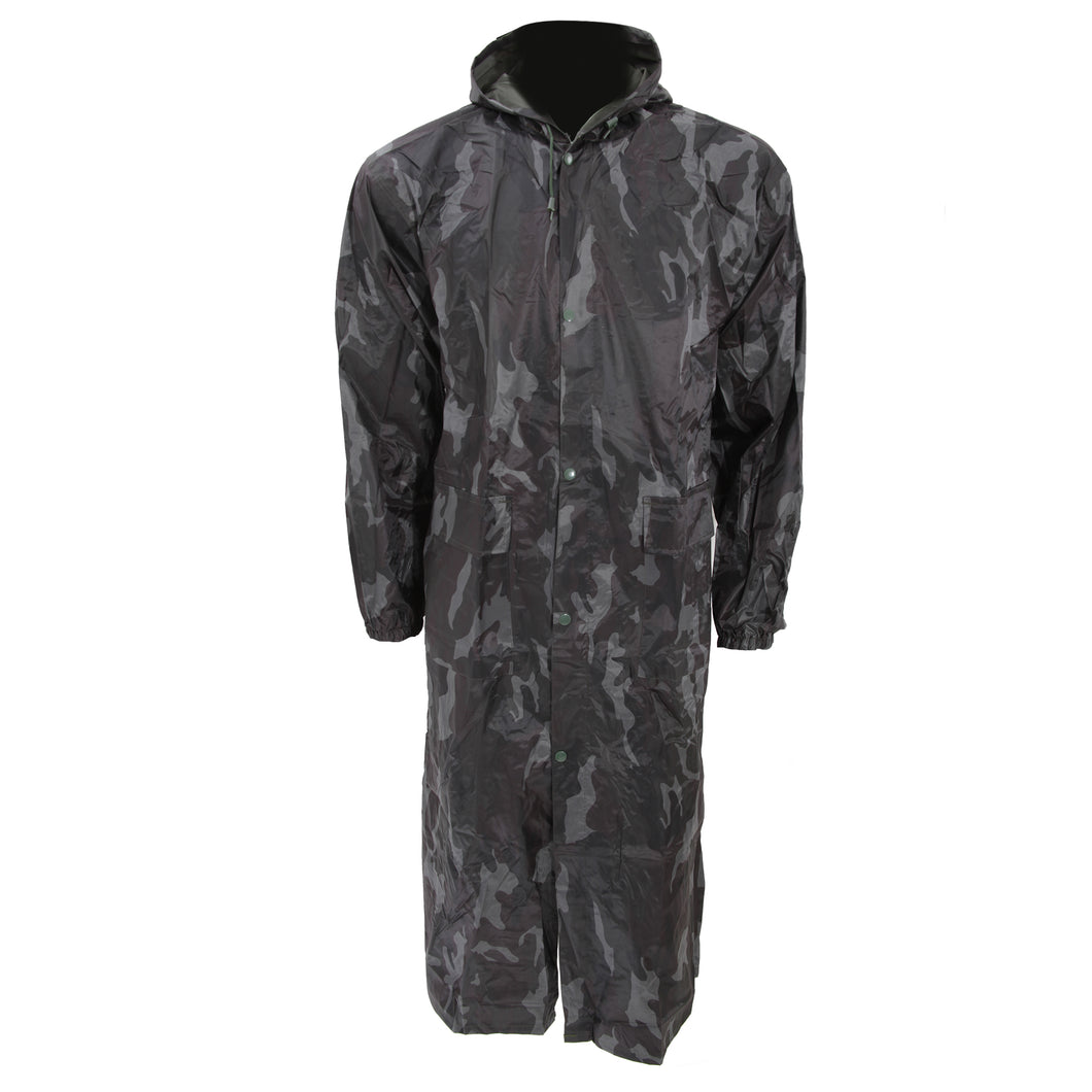 Mens Long Length Waterproof Hooded Coat/Jacket (Camo)