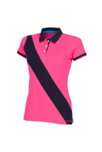 Load image into Gallery viewer, Front Row Womens/Ladies Diagonal Stripe House Slim Fit Polo Shirt (Bright Pink/ Navy)