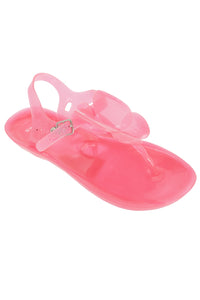 Childrens Girls Buckle Fasten Butterfly Jelly Sandals (Pink)