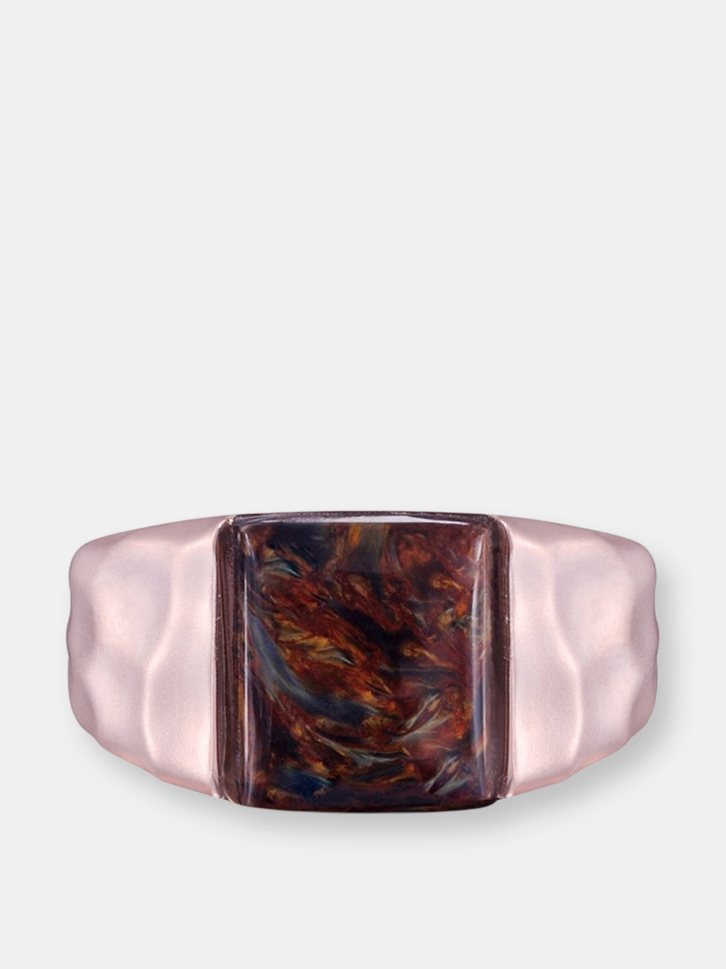 Red Pietersite Stone Signet Ring in 14K Rose Gold Plated Sterling Silver