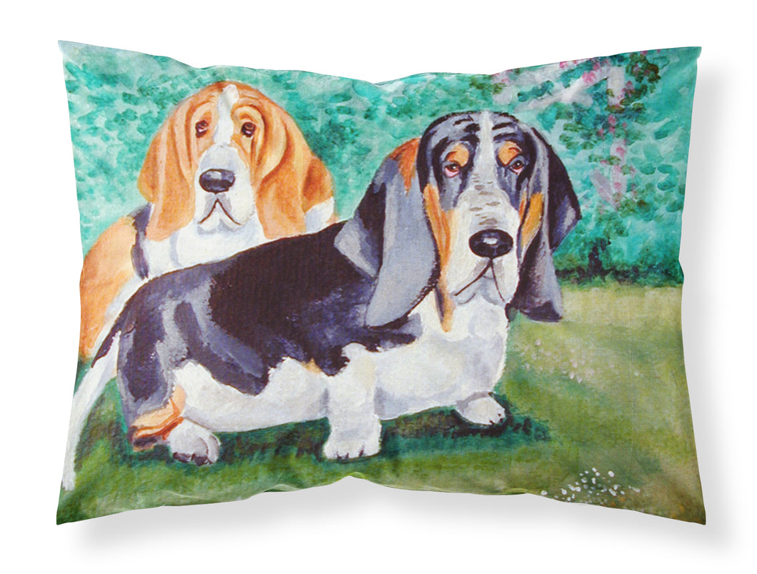 Basset Hound Double Trouble  Fabric Standard Pillowcase