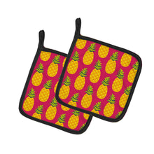 Load image into Gallery viewer, Pineapples on Pink Pair of Pot Holders