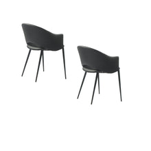 Load image into Gallery viewer, Puff Paste Harmony Black Simily Upholstery Dining Chair With Conic Legs - Set Of 2