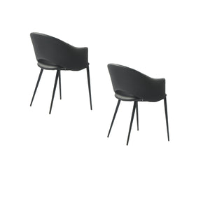 Puff Paste Harmony Black Simily Upholstery Dining Chair With Conic Legs - Set Of 2