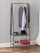 Load image into Gallery viewer, 2 Shelf Free-Standing Garment Rack with Hooks, Black